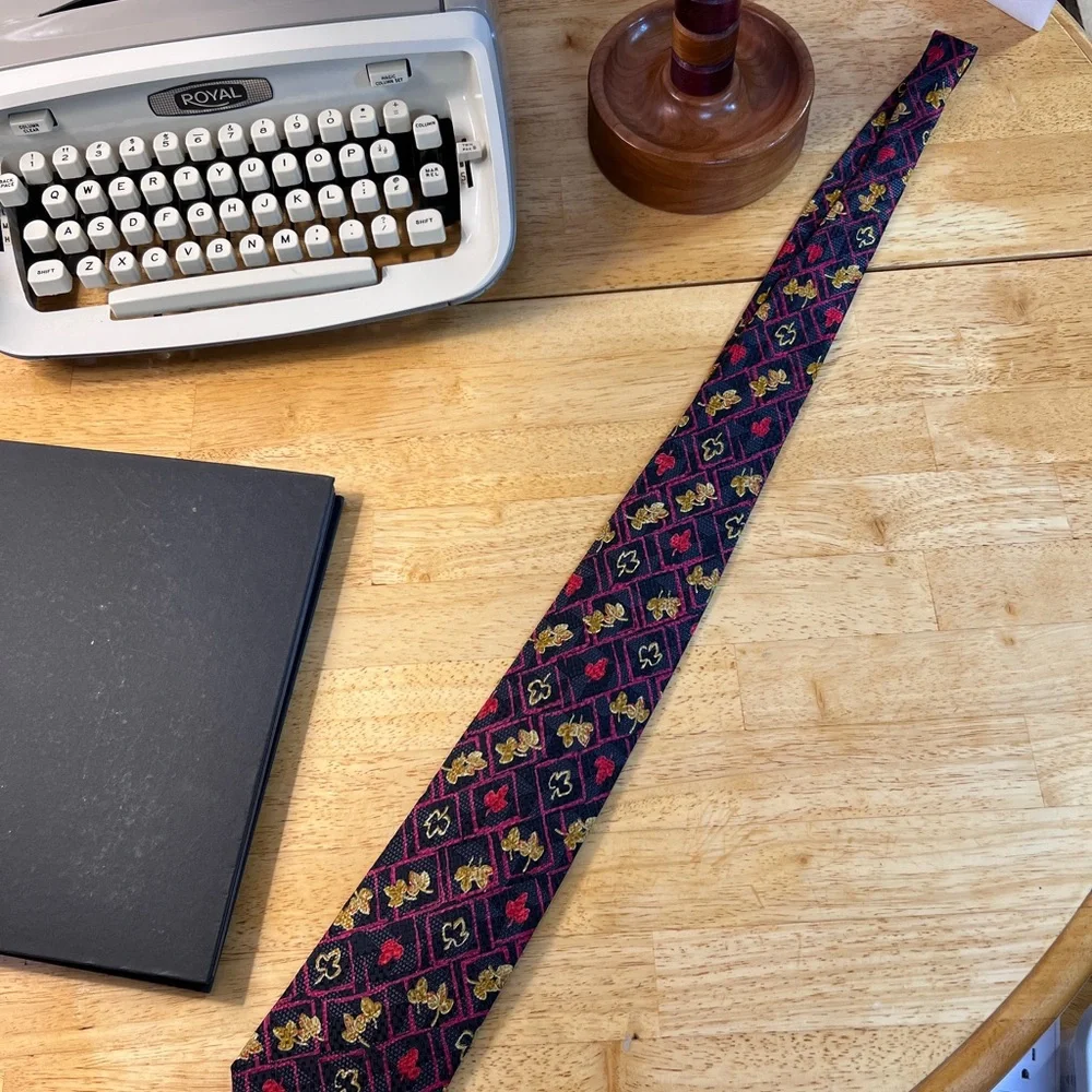 Silk - Colorful Leaf Patterned Italian Silk Tie